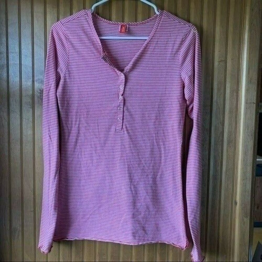 Natori Josie Red and White Striped Long Sleeve | Women’s Small